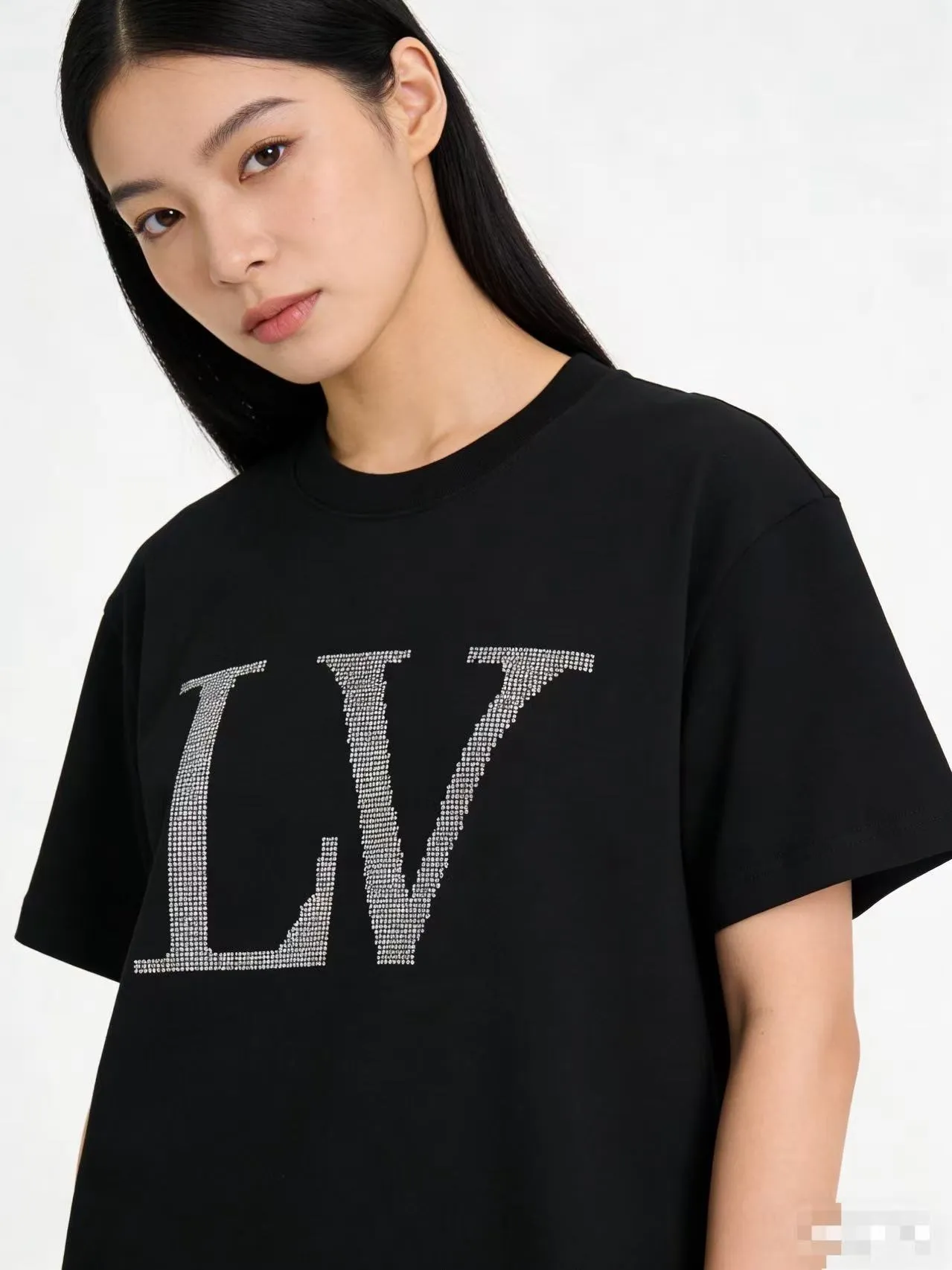 Louis Vuitton/Louis Vuitton 26ss hot diamond large letters logo short sleeves